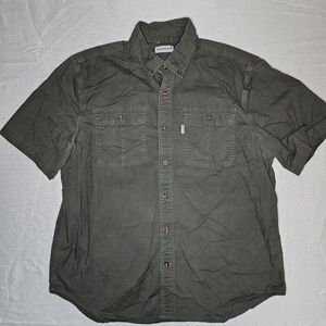 Carhartt Shirt Mens XL Green Workwear Button Down Short Sleeve Pockets